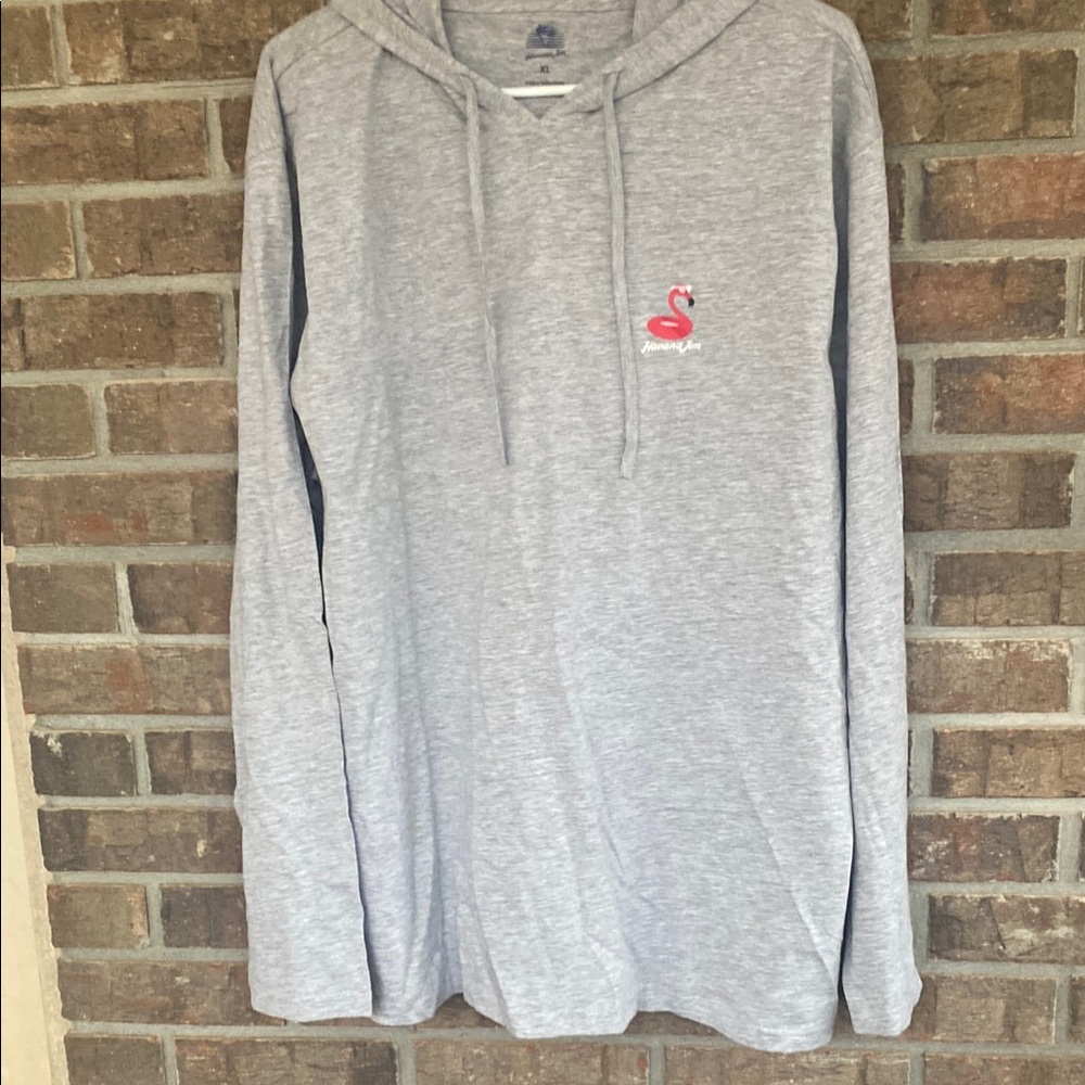 Gray Havana Jim Hoodie with Pink Flamingo Logo NWOT